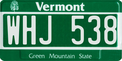 VT license plate WHJ538