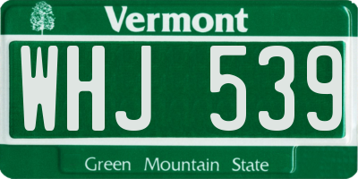 VT license plate WHJ539