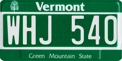VT license plate WHJ540
