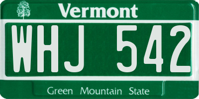 VT license plate WHJ542
