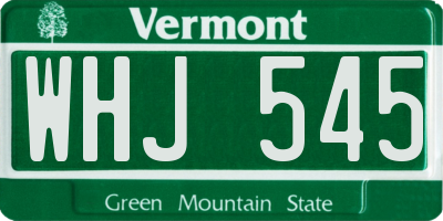 VT license plate WHJ545