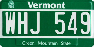 VT license plate WHJ549