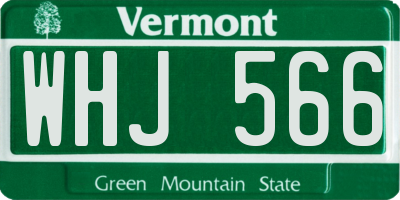 VT license plate WHJ566