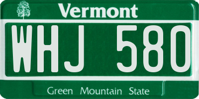 VT license plate WHJ580