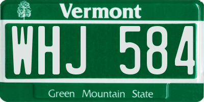 VT license plate WHJ584