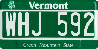 VT license plate WHJ592
