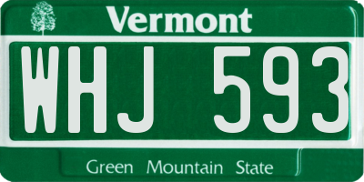 VT license plate WHJ593