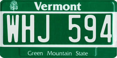VT license plate WHJ594