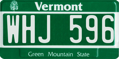 VT license plate WHJ596