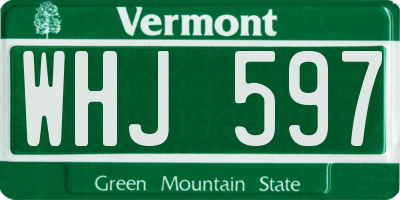 VT license plate WHJ597