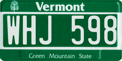 VT license plate WHJ598