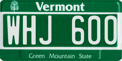 VT license plate WHJ600