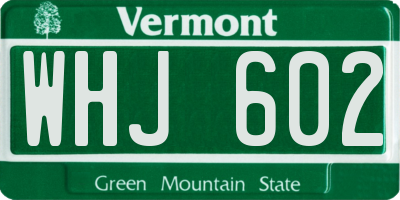 VT license plate WHJ602