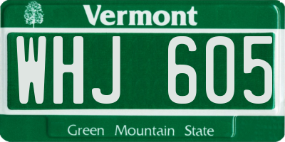 VT license plate WHJ605