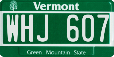 VT license plate WHJ607