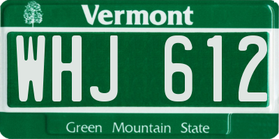 VT license plate WHJ612