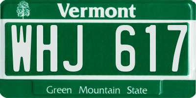 VT license plate WHJ617