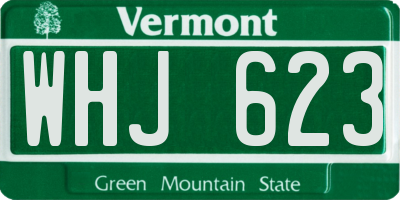 VT license plate WHJ623