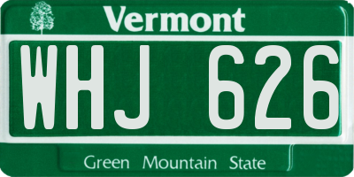 VT license plate WHJ626