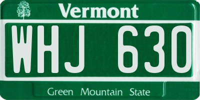 VT license plate WHJ630