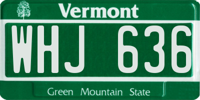 VT license plate WHJ636