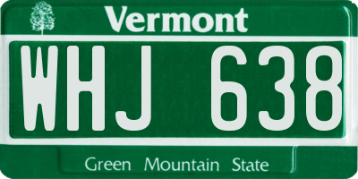VT license plate WHJ638