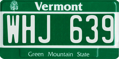 VT license plate WHJ639