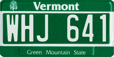 VT license plate WHJ641