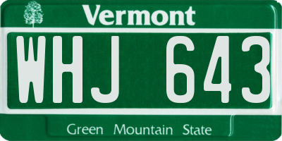 VT license plate WHJ643