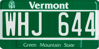 VT license plate WHJ644