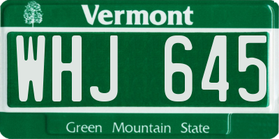 VT license plate WHJ645