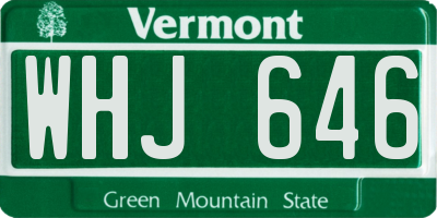 VT license plate WHJ646