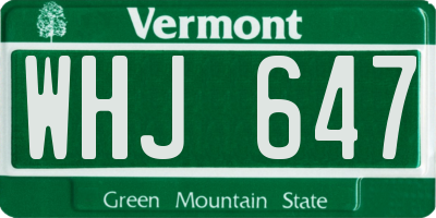 VT license plate WHJ647
