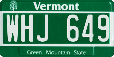 VT license plate WHJ649