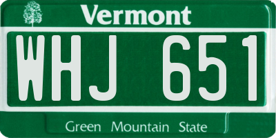 VT license plate WHJ651