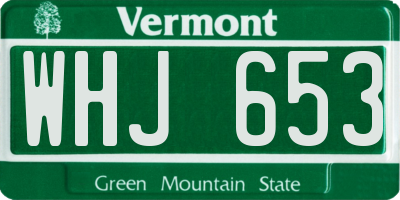 VT license plate WHJ653