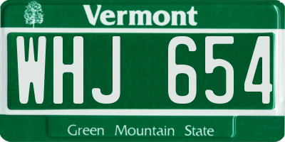 VT license plate WHJ654