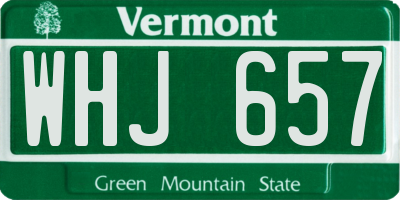 VT license plate WHJ657