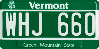 VT license plate WHJ660