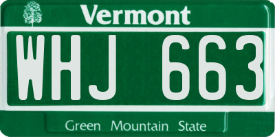 VT license plate WHJ663