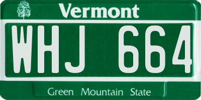 VT license plate WHJ664