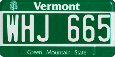 VT license plate WHJ665