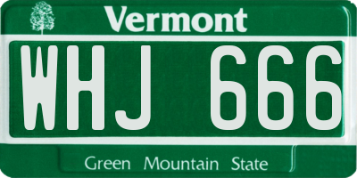 VT license plate WHJ666