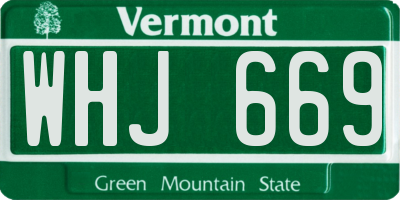 VT license plate WHJ669
