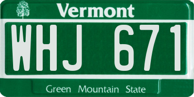 VT license plate WHJ671
