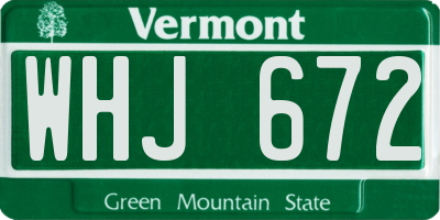 VT license plate WHJ672