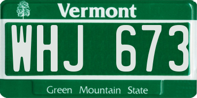 VT license plate WHJ673