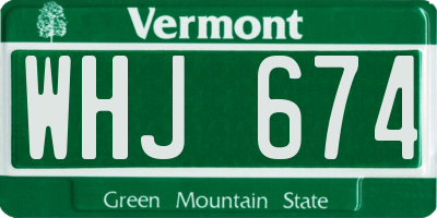 VT license plate WHJ674