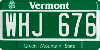 VT license plate WHJ676