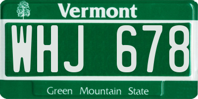 VT license plate WHJ678